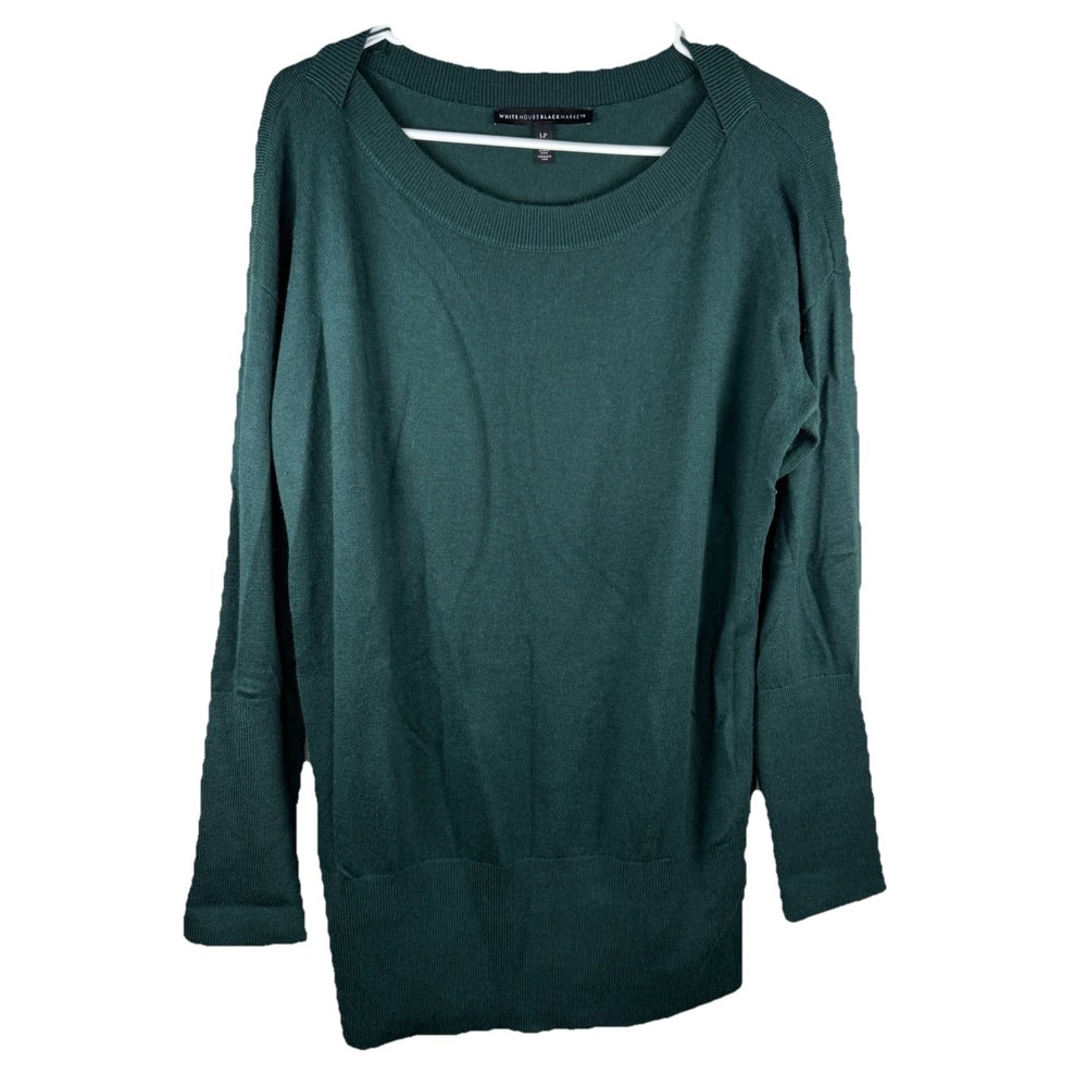 WHBM Solid Dark Green‎ Luxe Cozy Sweater Petite Large Long Sleeve Boatneck